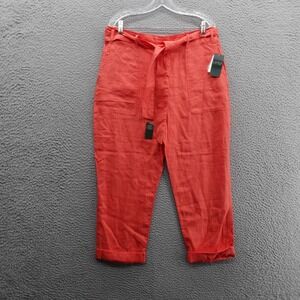 Lauren Ralph Lauren Linen Pants Coral Red Size‎ 8 Women Casual Cropped NWT